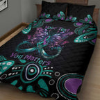 Personalised Hope Fight Suicide Prevention Awareness Quilt Bed Set Aboriginal Motif