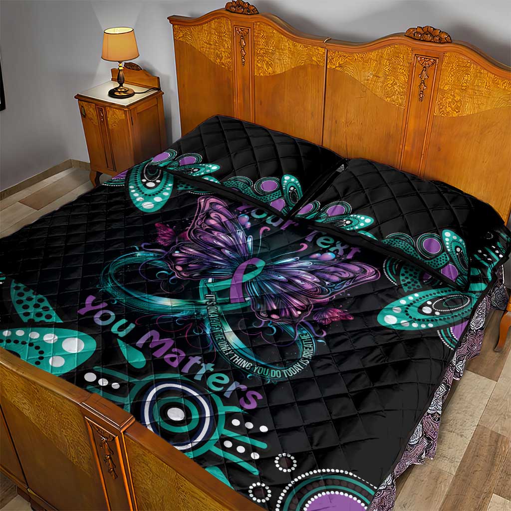 Personalised Hope Fight Suicide Prevention Awareness Quilt Bed Set Aboriginal Motif