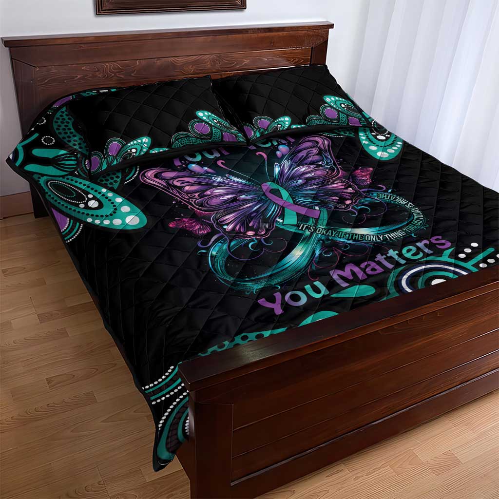 Personalised Hope Fight Suicide Prevention Awareness Quilt Bed Set Aboriginal Motif