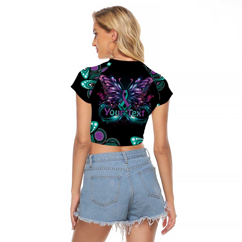 Personalised Hope Fight Suicide Prevention Awareness Raglan Cropped T Shirt Aboriginal Motif