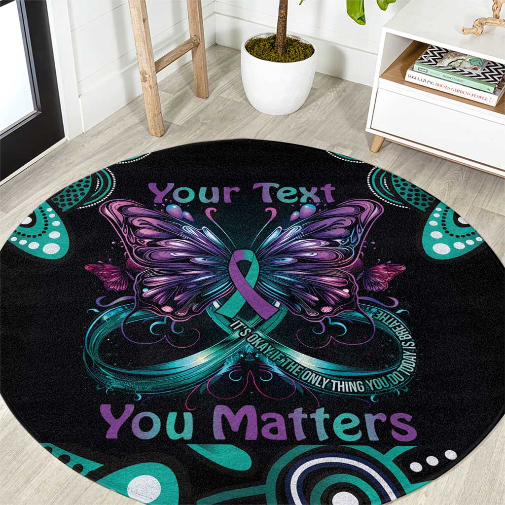 Personalised Hope Fight Suicide Prevention Awareness Round Carpet Aboriginal Motif