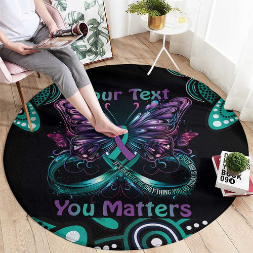 Personalised Hope Fight Suicide Prevention Awareness Round Carpet Aboriginal Motif
