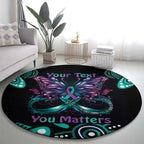 Personalised Hope Fight Suicide Prevention Awareness Round Carpet Aboriginal Motif