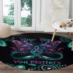 Personalised Hope Fight Suicide Prevention Awareness Round Carpet Aboriginal Motif