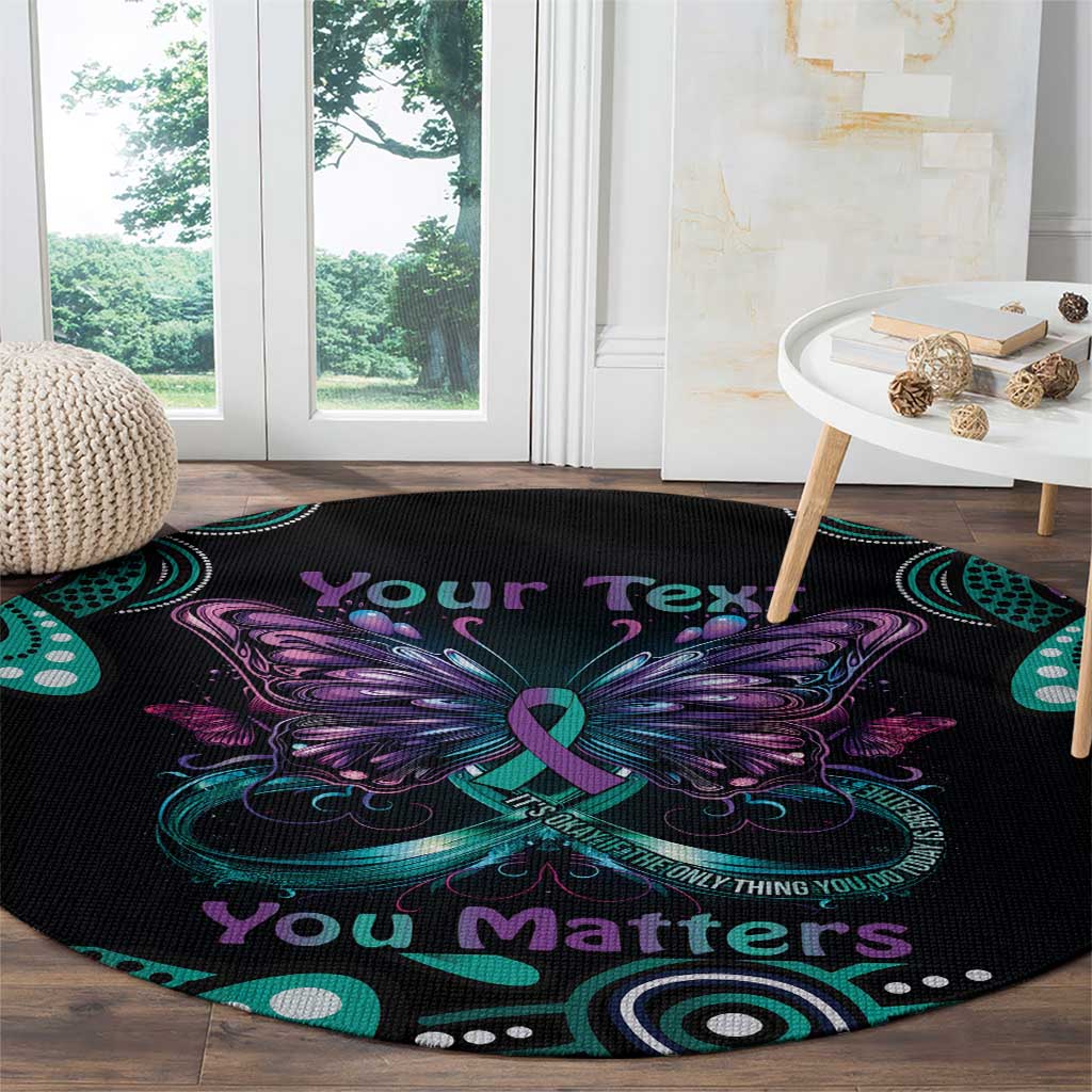 Personalised Hope Fight Suicide Prevention Awareness Round Carpet Aboriginal Motif