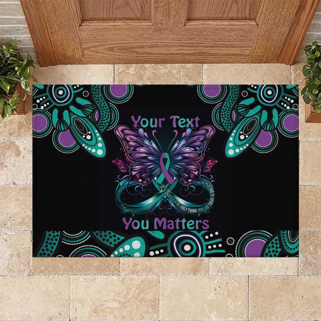 Personalised Hope Fight Suicide Prevention Awareness Rubber Doormat Aboriginal Motif