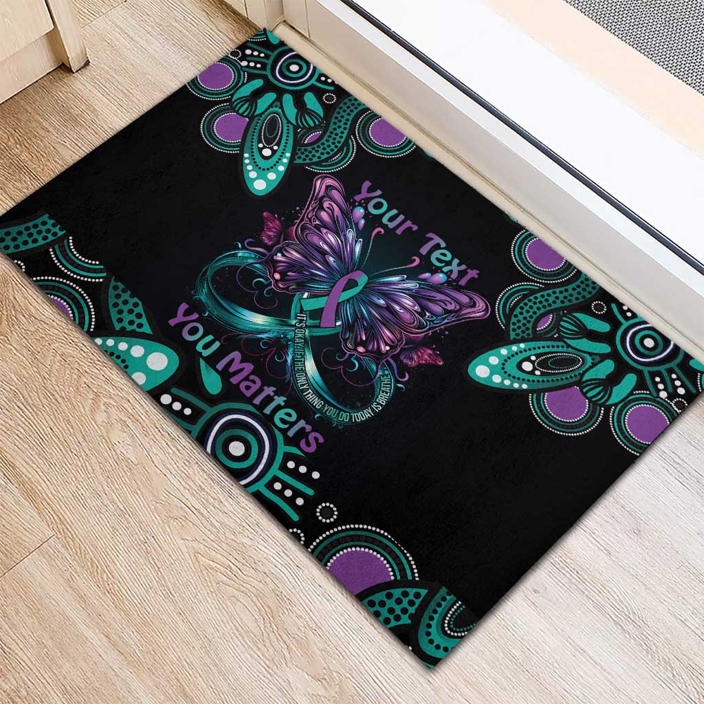 Personalised Hope Fight Suicide Prevention Awareness Rubber Doormat Aboriginal Motif