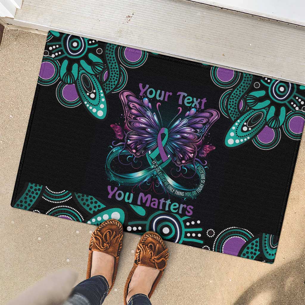 Personalised Hope Fight Suicide Prevention Awareness Rubber Doormat Aboriginal Motif