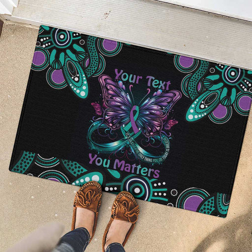 Personalised Hope Fight Suicide Prevention Awareness Rubber Doormat Aboriginal Motif