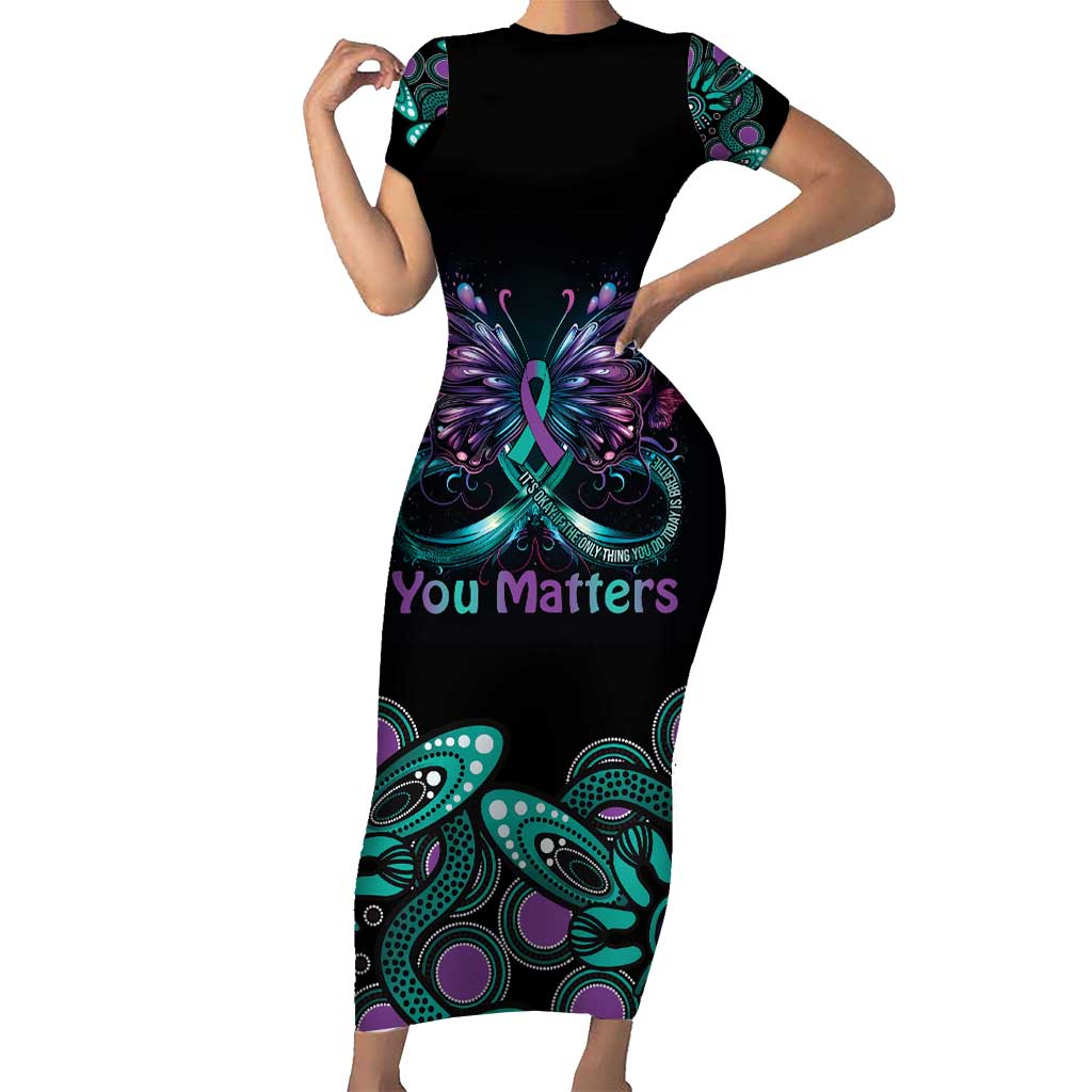 Personalised Hope Fight Suicide Prevention Awareness Short Sleeve Bodycon Dress Aboriginal Motif