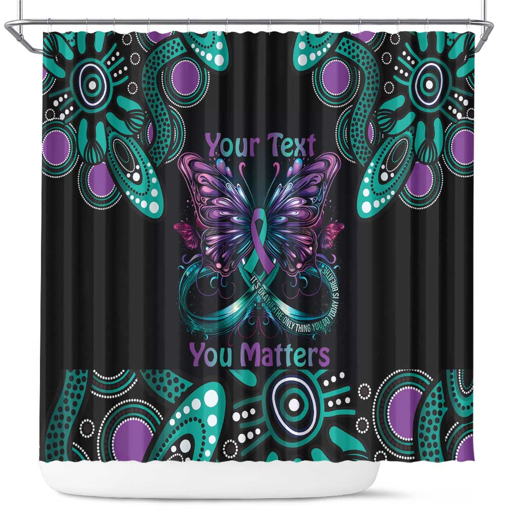 Personalised Hope Fight Suicide Prevention Awareness Shower Curtain Aboriginal Motif