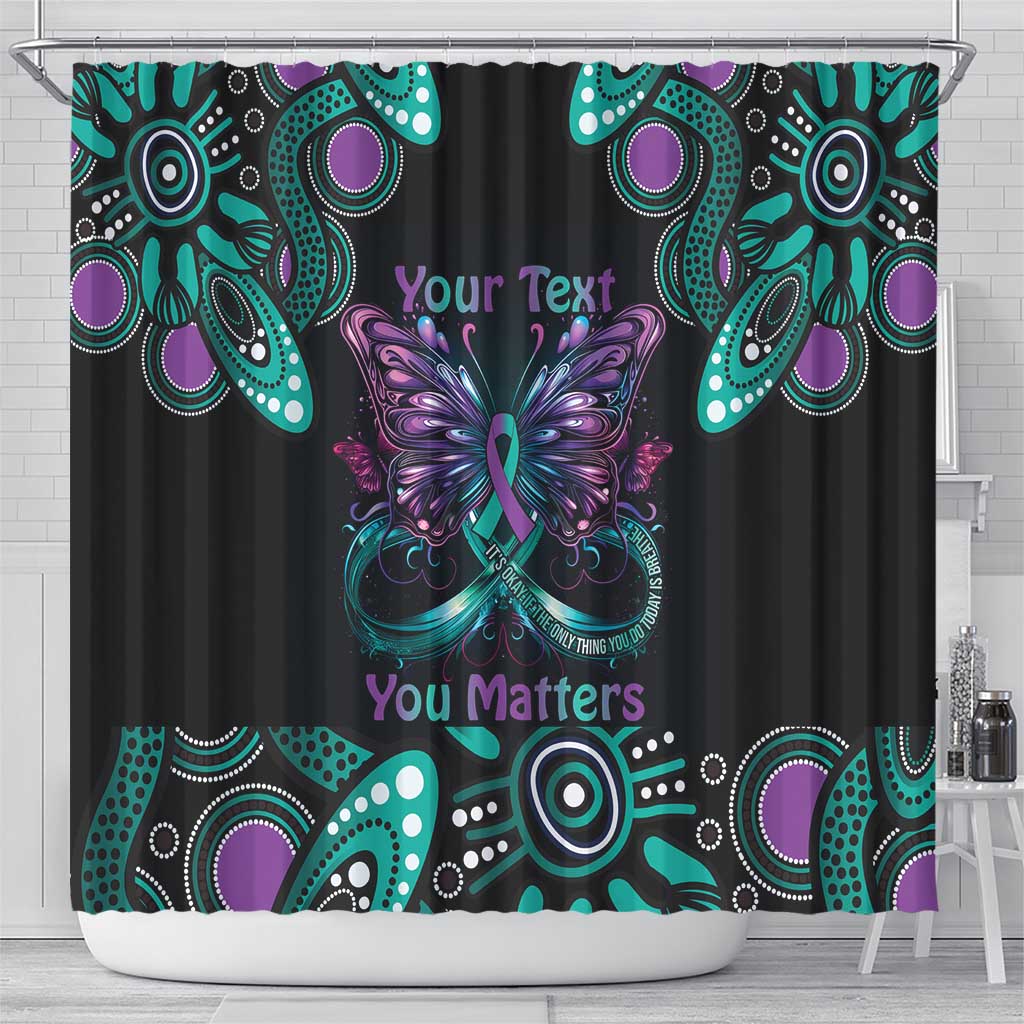 Personalised Hope Fight Suicide Prevention Awareness Shower Curtain Aboriginal Motif