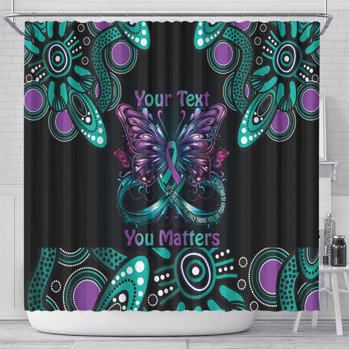 Personalised Hope Fight Suicide Prevention Awareness Shower Curtain Aboriginal Motif