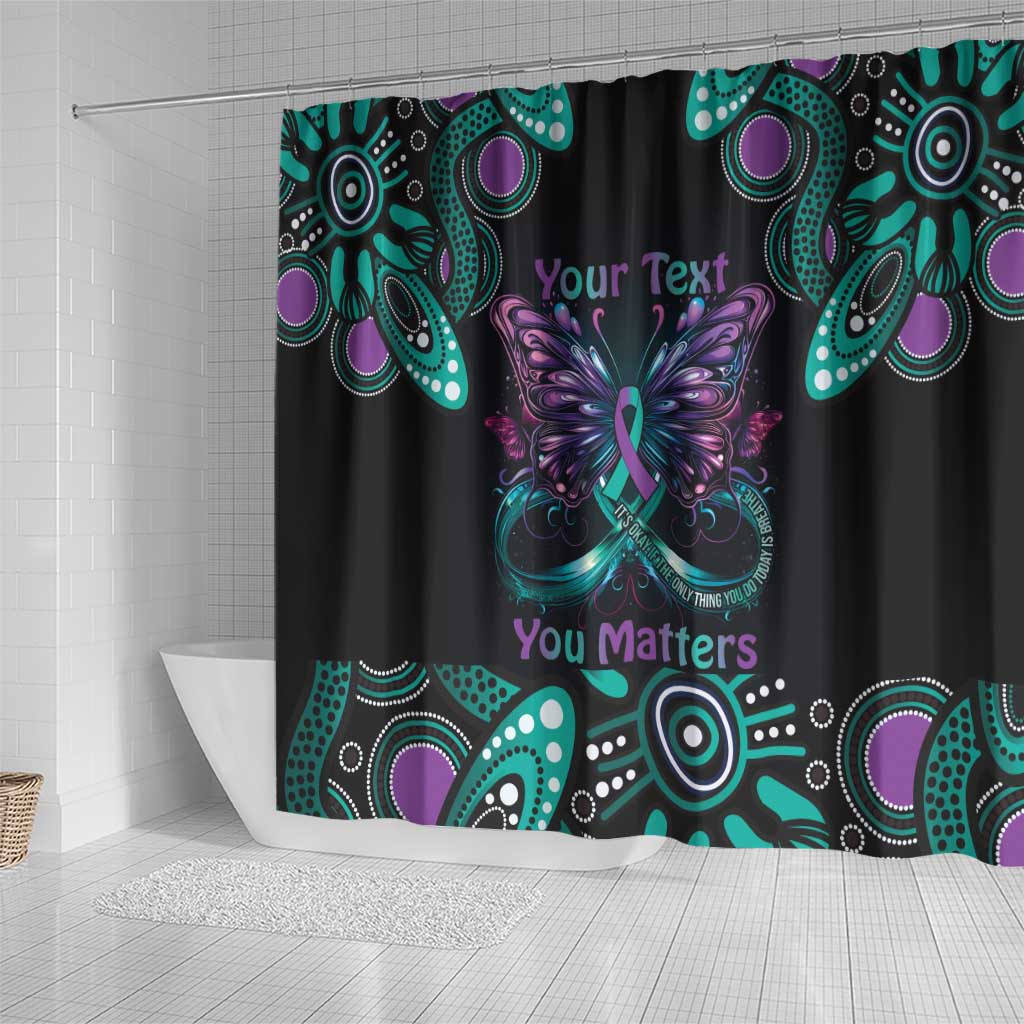 Personalised Hope Fight Suicide Prevention Awareness Shower Curtain Aboriginal Motif