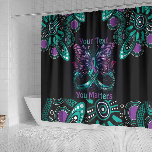 Personalised Hope Fight Suicide Prevention Awareness Shower Curtain Aboriginal Motif