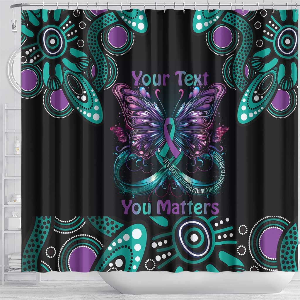 Personalised Hope Fight Suicide Prevention Awareness Shower Curtain Aboriginal Motif