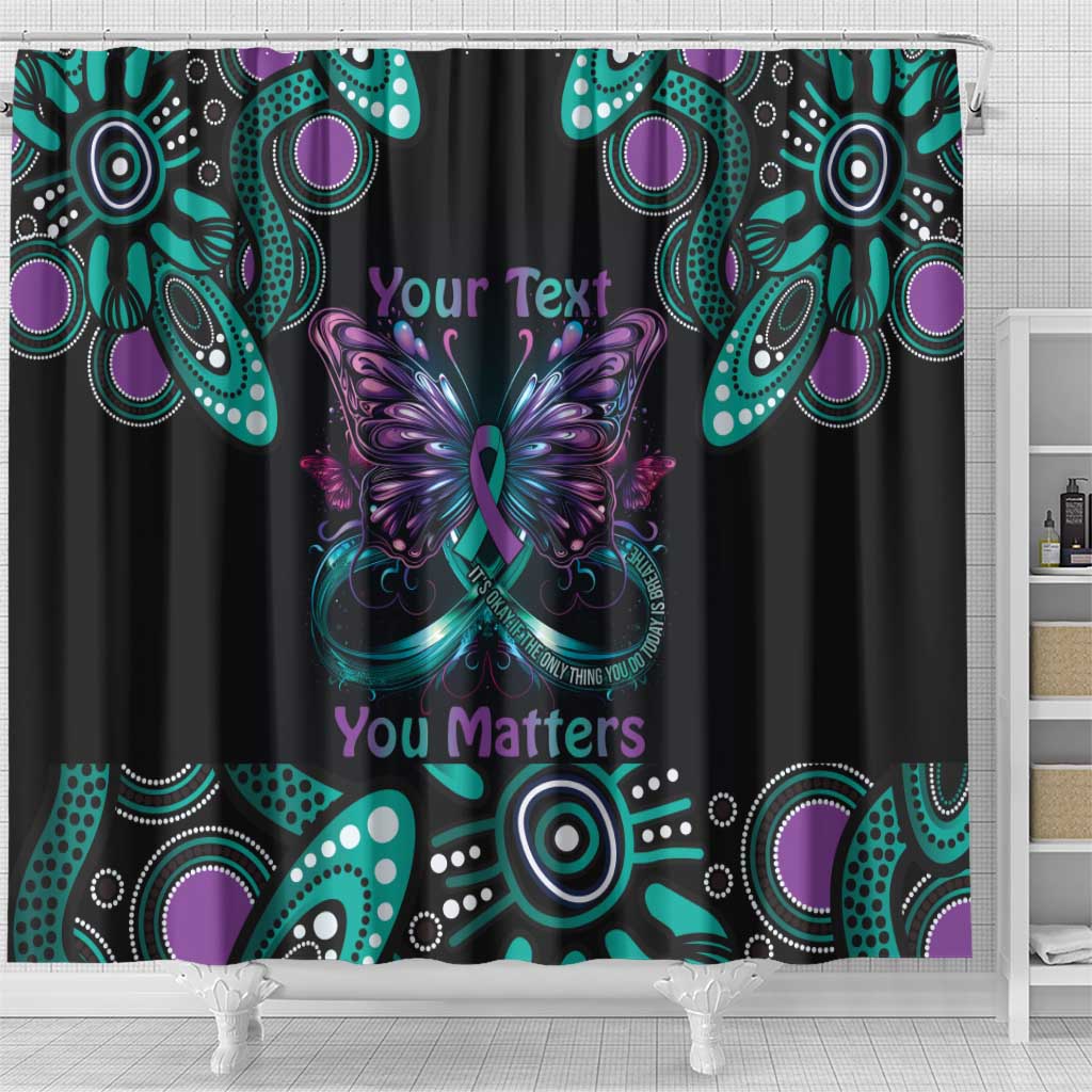 Personalised Hope Fight Suicide Prevention Awareness Shower Curtain Aboriginal Motif