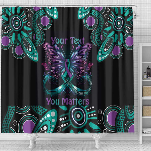 Personalised Hope Fight Suicide Prevention Awareness Shower Curtain Aboriginal Motif