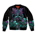 Personalised Hope Fight Suicide Prevention Awareness Sleeve Zip Bomber Jacket Aboriginal Motif