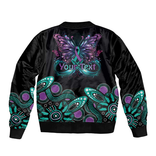 Personalised Hope Fight Suicide Prevention Awareness Sleeve Zip Bomber Jacket Aboriginal Motif