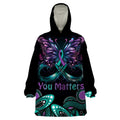 Personalised Hope Fight Suicide Prevention Awareness Wearable Blanket Hoodie Aboriginal Motif