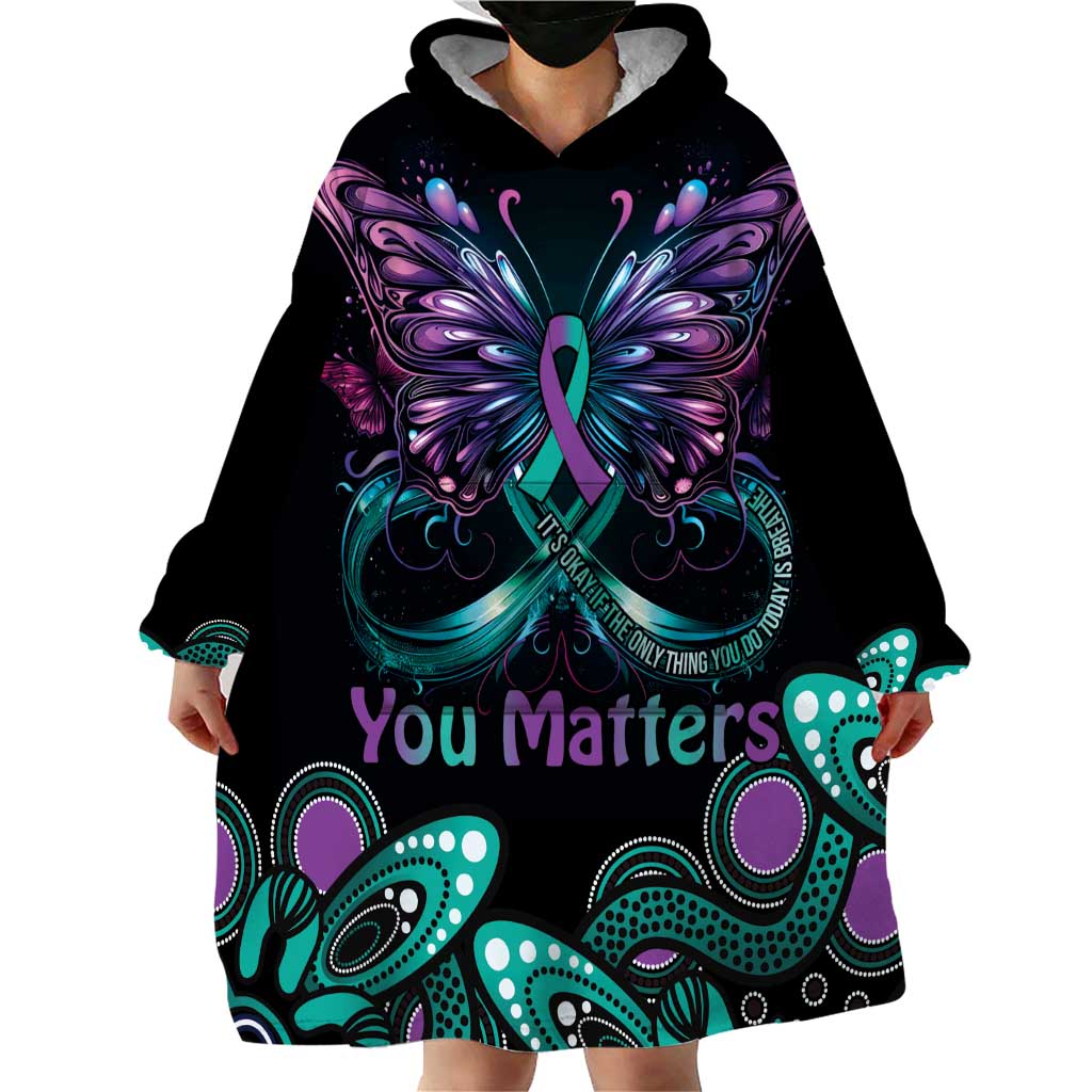Personalised Hope Fight Suicide Prevention Awareness Wearable Blanket Hoodie Aboriginal Motif