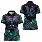 Personalised Hope Fight Suicide Prevention Awareness Women Polo Shirt Aboriginal Motif