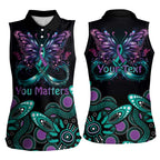 Personalised Hope Fight Suicide Prevention Awareness Women Sleeveless Polo Shirt Aboriginal Motif