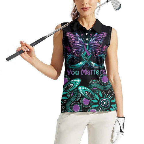 Personalised Hope Fight Suicide Prevention Awareness Women Sleeveless Polo Shirt Aboriginal Motif