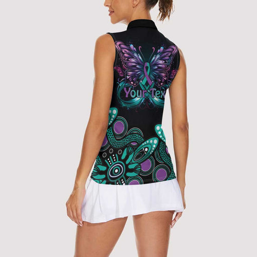 Personalised Hope Fight Suicide Prevention Awareness Women Sleeveless Polo Shirt Aboriginal Motif