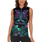 Personalised Hope Fight Suicide Prevention Awareness Women Sleeveless Polo Shirt Aboriginal Motif