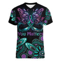 Personalised Hope Fight Suicide Prevention Awareness Women V-Neck T-Shirt Aboriginal Motif