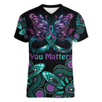 Personalised Hope Fight Suicide Prevention Awareness Women V-Neck T-Shirt Aboriginal Motif