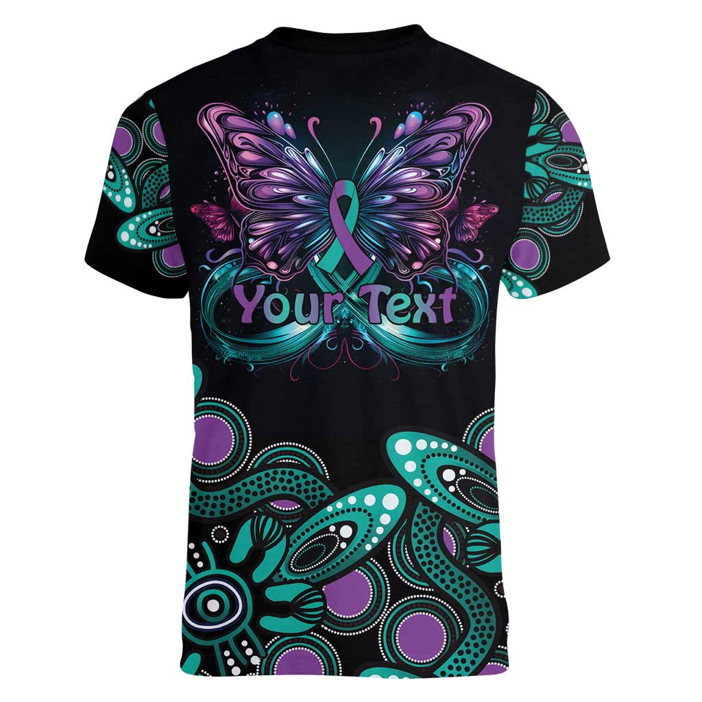 Personalised Hope Fight Suicide Prevention Awareness Women V-Neck T-Shirt Aboriginal Motif