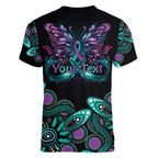 Personalised Hope Fight Suicide Prevention Awareness Women V-Neck T-Shirt Aboriginal Motif