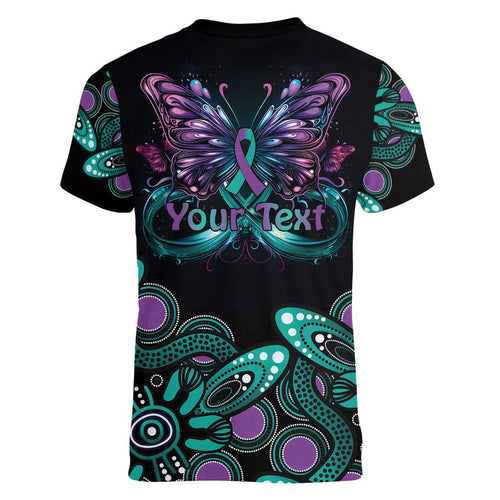 Personalised Hope Fight Suicide Prevention Awareness Women V-Neck T-Shirt Aboriginal Motif