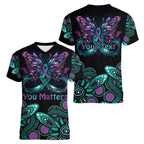 Personalised Hope Fight Suicide Prevention Awareness Women V-Neck T-Shirt Aboriginal Motif