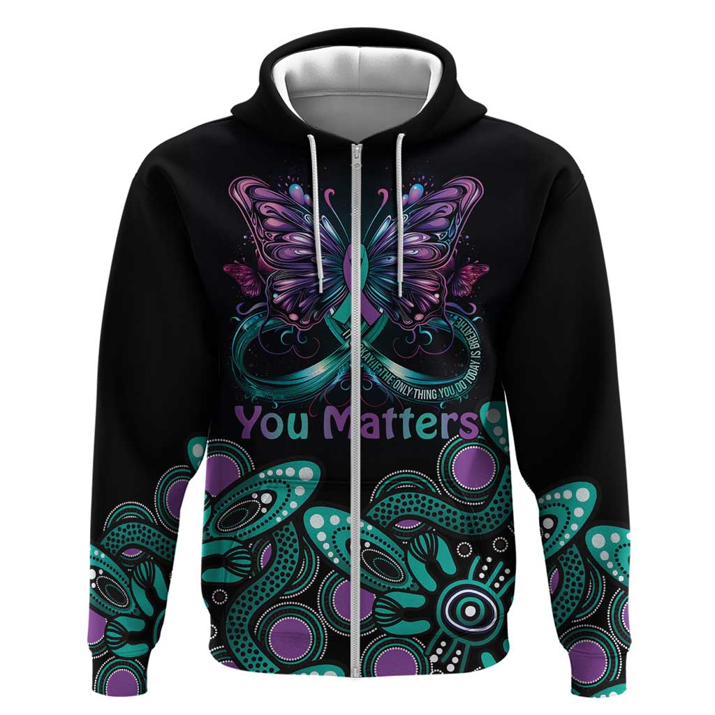 Personalised Hope Fight Suicide Prevention Awareness Zip Hoodie Aboriginal Motif