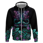 Personalised Hope Fight Suicide Prevention Awareness Zip Hoodie Aboriginal Motif