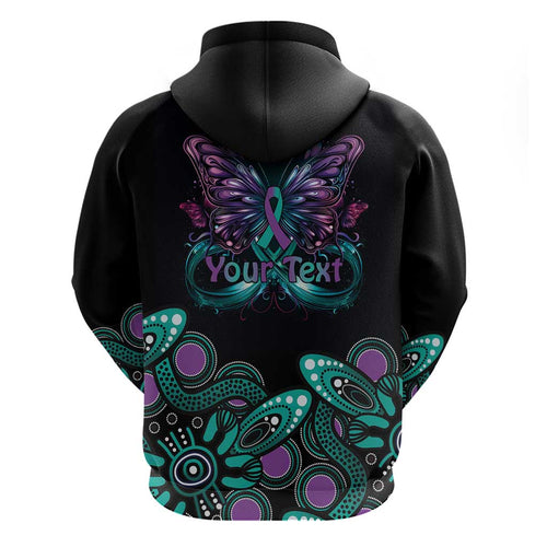 Personalised Hope Fight Suicide Prevention Awareness Zip Hoodie Aboriginal Motif