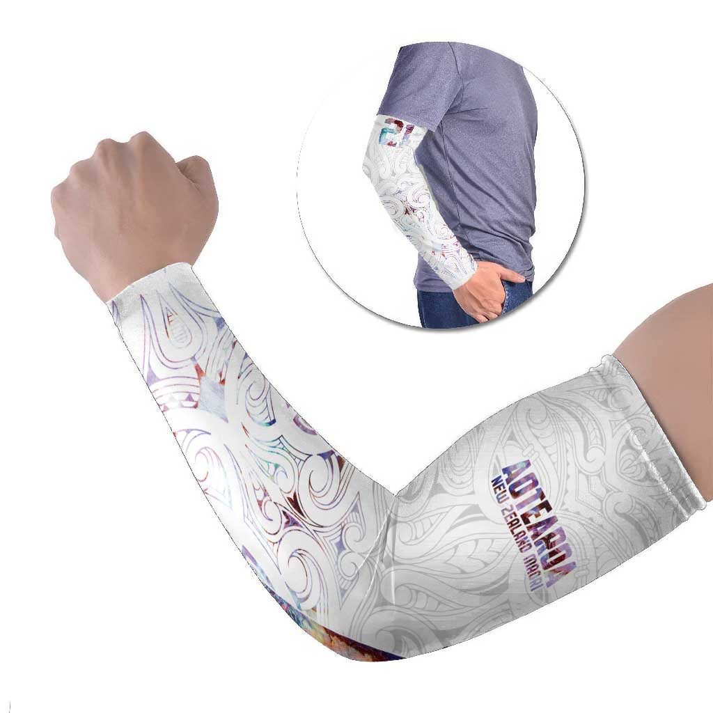 Custom New Zealand Aotearoa Arm Sleeves Pink Maori Paua Shell Indigenous - Aussie Hoodie