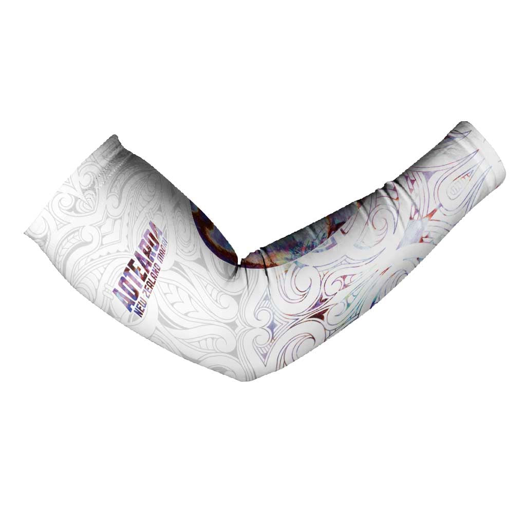 Custom New Zealand Aotearoa Arm Sleeves Pink Maori Paua Shell Indigenous - Aussie Hoodie