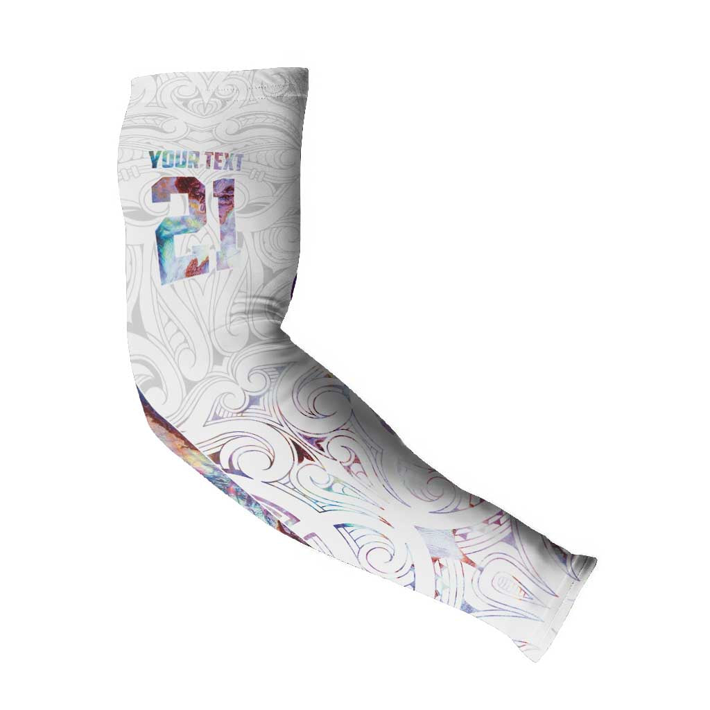 Custom New Zealand Aotearoa Arm Sleeves Pink Maori Paua Shell Indigenous - Aussie Hoodie