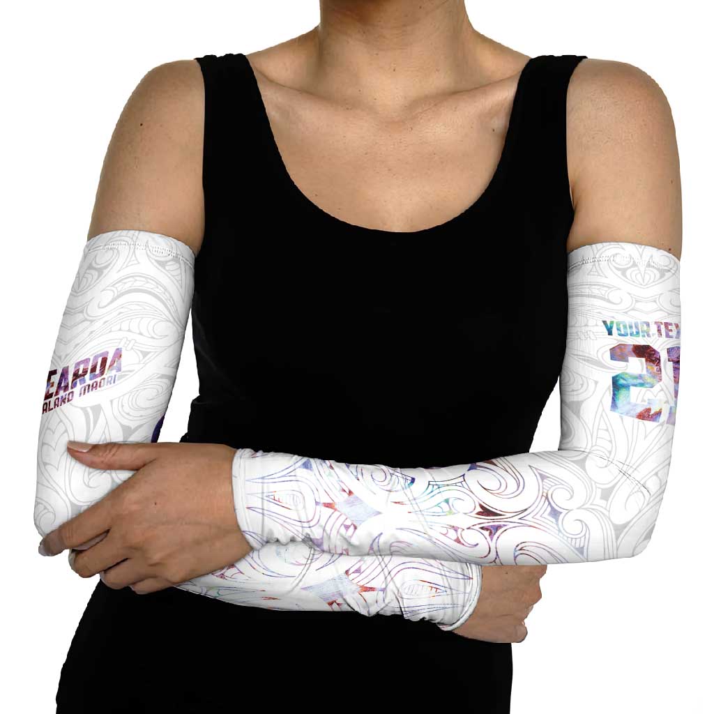 Custom New Zealand Aotearoa Arm Sleeves Pink Maori Paua Shell Indigenous - Aussie Hoodie