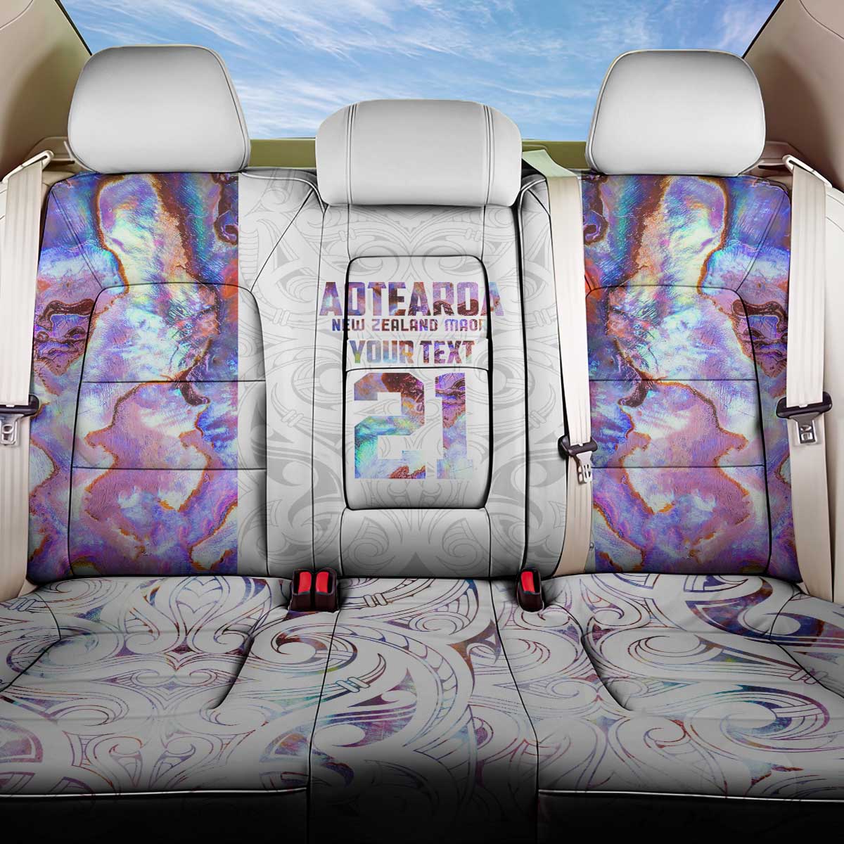 Custom New Zealand Aotearoa Back Car Seat Cover Pink Maori Paua Shell Indigenous - Aussie Hoodie