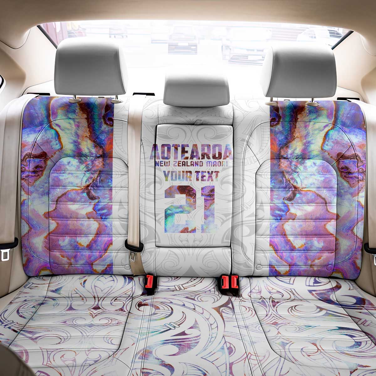 Custom New Zealand Aotearoa Back Car Seat Cover Pink Maori Paua Shell Indigenous - Aussie Hoodie