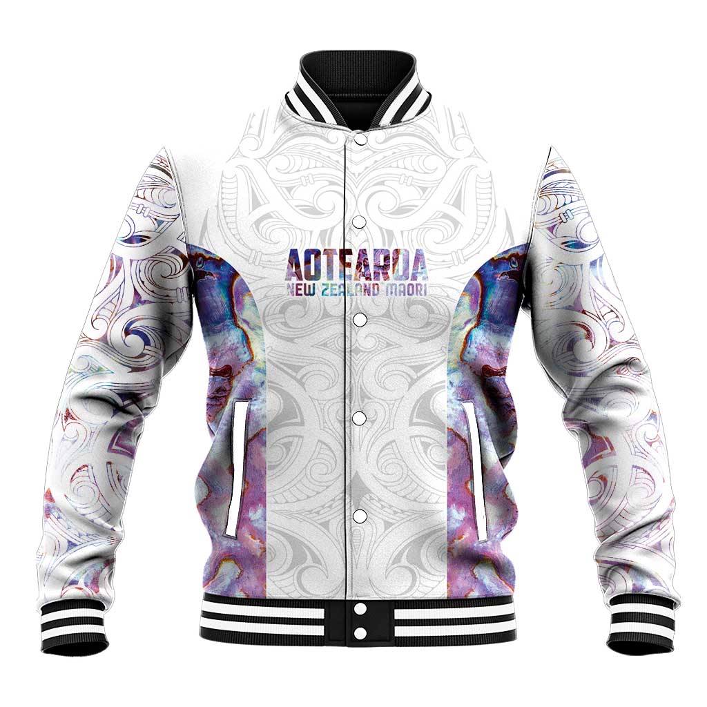 Custom New Zealand Aotearoa Baseball Jacket Pink Maori Paua Shell Indigenous - Aussie Hoodie