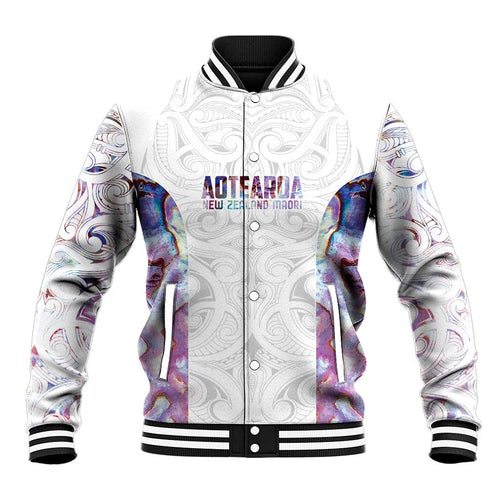 Custom New Zealand Aotearoa Baseball Jacket Pink Maori Paua Shell Indigenous - Aussie Hoodie