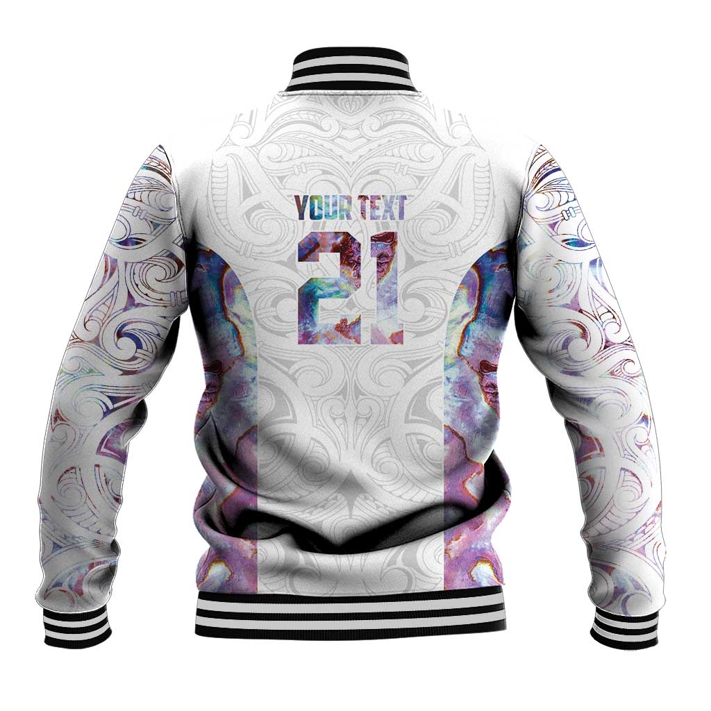 Custom New Zealand Aotearoa Baseball Jacket Pink Maori Paua Shell Indigenous - Aussie Hoodie