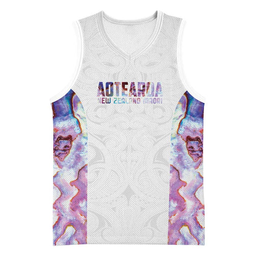 Custom New Zealand Aotearoa Basketball Jersey Pink Maori Paua Shell Indigenous - Aussie Hoodie